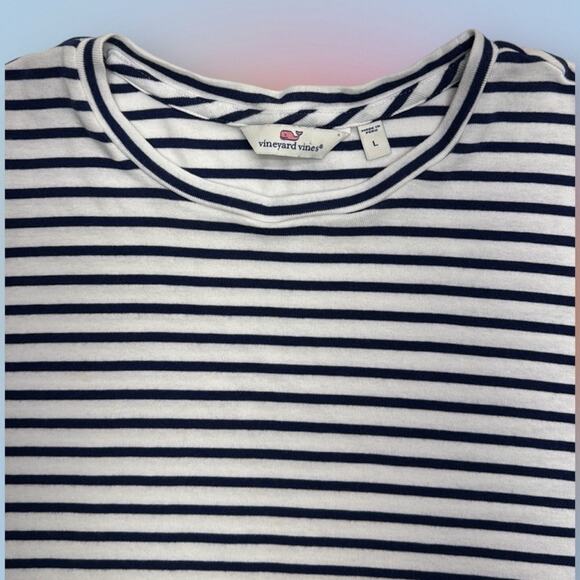 VINEYARD VINES Women's Large Striped Navy and White Top - Picture 2 of 3